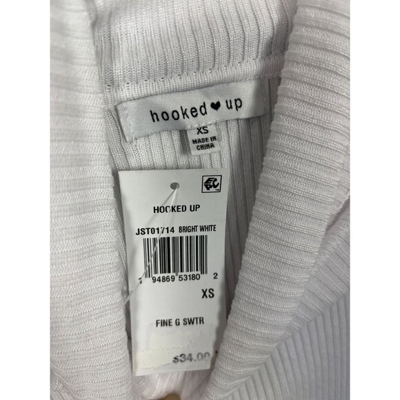 Hooked up by Iot Juniors' Turtleneck Sweater faux pearl trims White XS NWT's - Picture 6 of 8